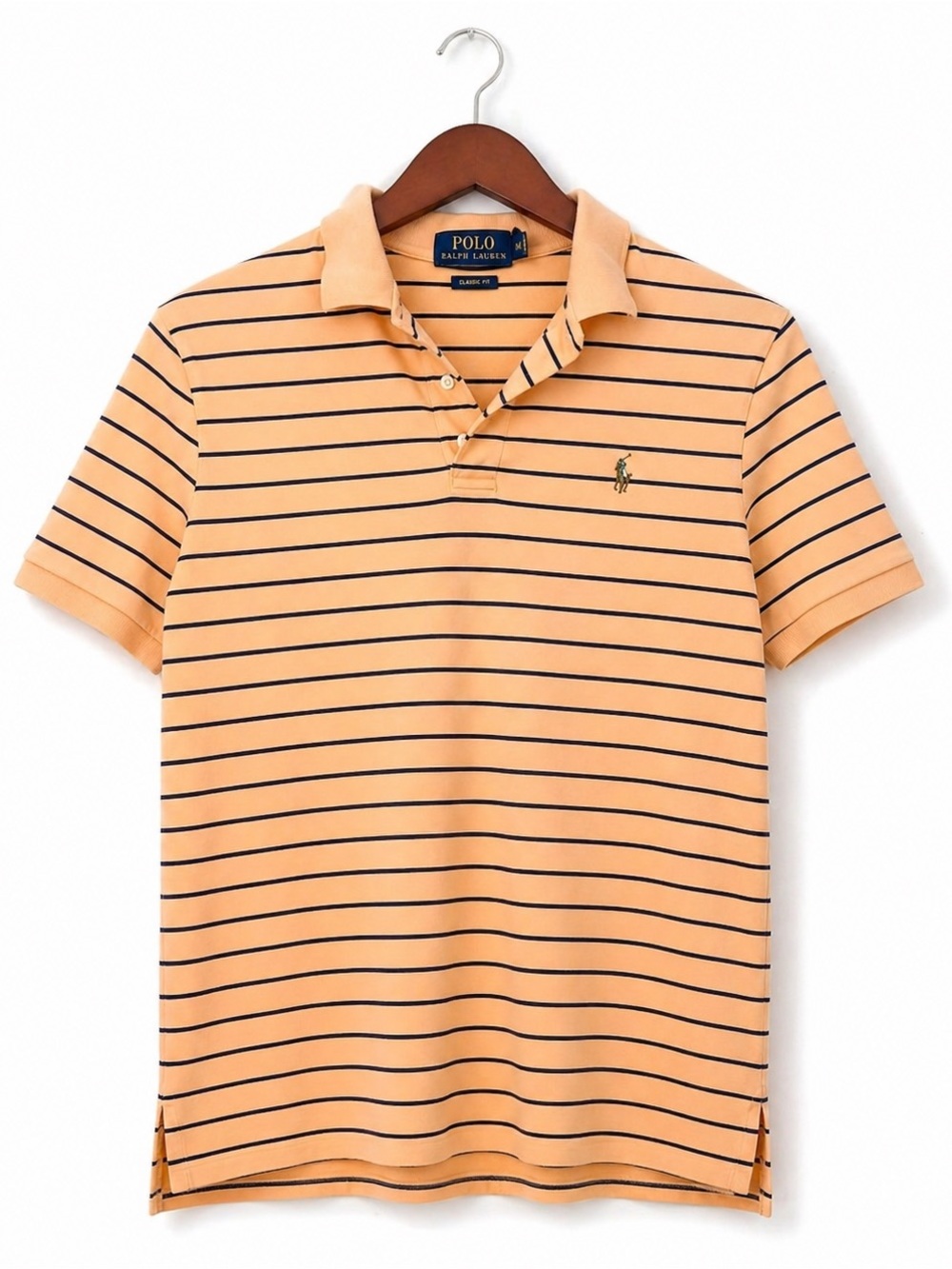 Polo Ralph Lauren Men’s Classic Fit Polo Medium Peach Navy Stripe Pony
